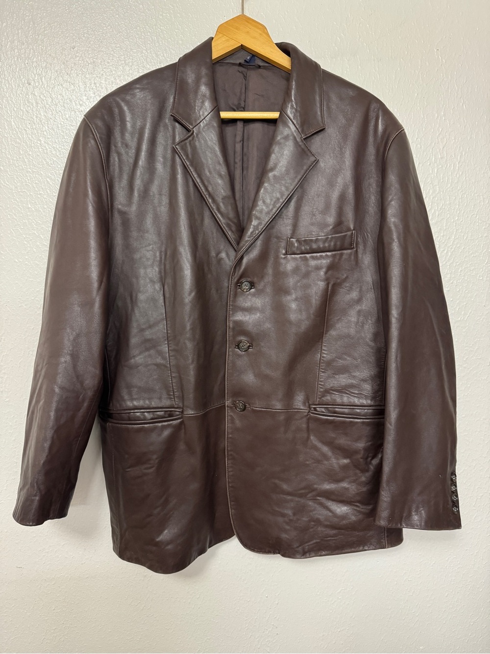 Ralph Lauren Dark Brown Leather Blazer Jacket Size 44S